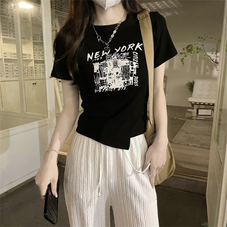 Trendy And Unique Short T-Shirt With A Spicy Style For Summer 2025, Featuring An Irregular And Distinctive Design, Popular On Instagram, Short-Sleeved Top For Women - Image 1