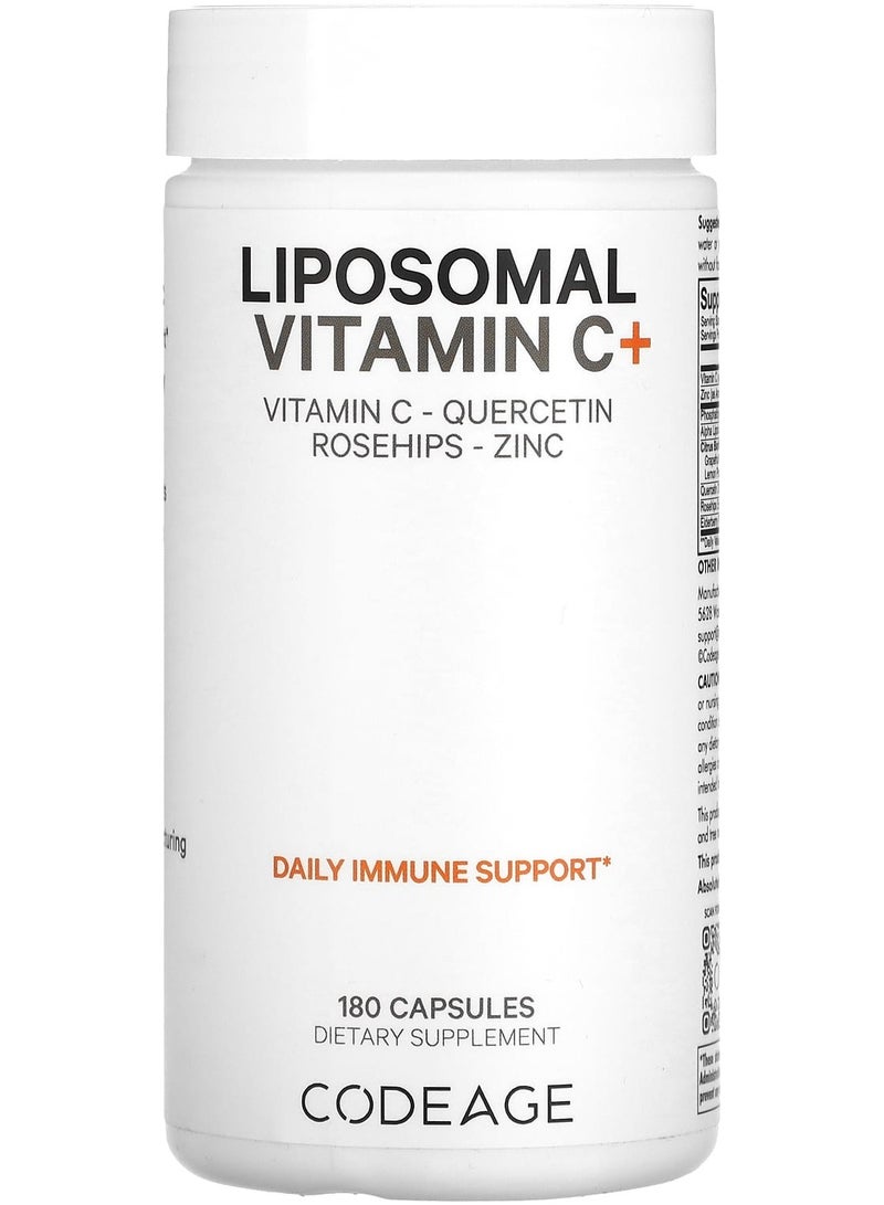 Codeage Vitamins, Liposomal Vitamin C+, Vitamin C, Quercetin, Rosehips, Zinc, 180 Capsules