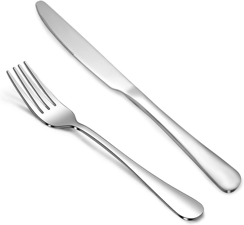 SANTUO 24 Pcs Silverware Set with 12 Dinner Knives and 12 Dinner Forks,Flatware Set with Top Food Grade Stainless Steel,Tableware Cutlery Set For Home Restaurant Hotel, Mirror Finish, Dishwasher Safe - Image 1