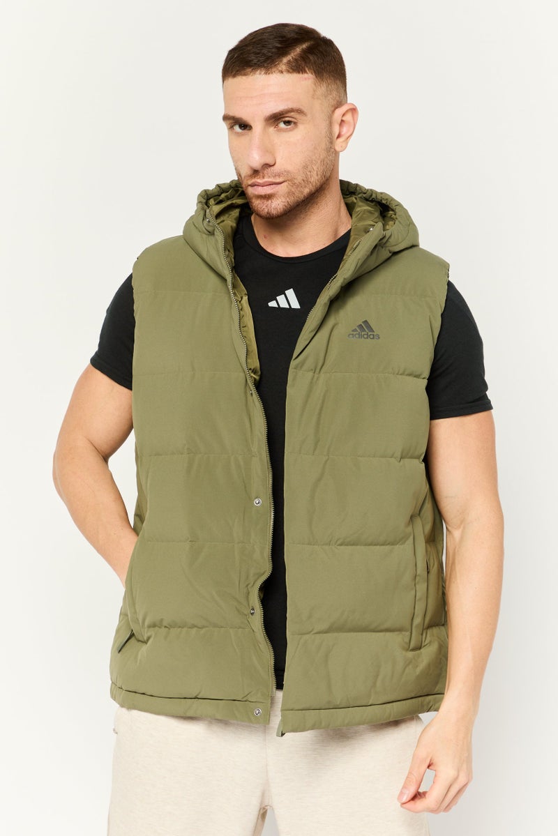 Adidas Men Sportswear Fit Sleeveless Outdoor Vest Jacket, Olive - Image 1