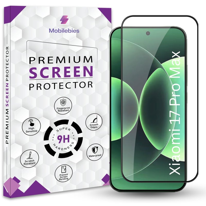 Mobilebies Premium Tempered Glass Screen Protector Guard For Xiaomi 17 Pro Max 5G (6.9 Inch, Pack of 1) | Edge to Edge Coverage With Easy to installation kit - Image 1