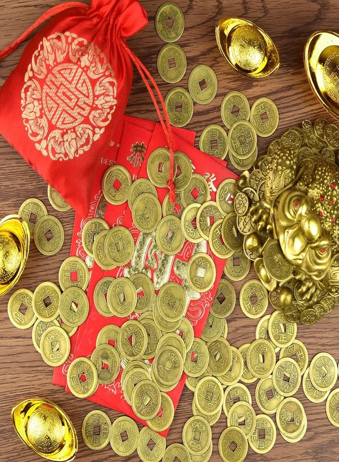 Coopay 300 Pieces Chinese Coins New Year Feng Shui Coins Good Luck Fortune I-Ching Ornament with 10 Ancient Dynasty Styles and Red Lucky Pouch for Health and Wealth (0.8inch) - Image 4