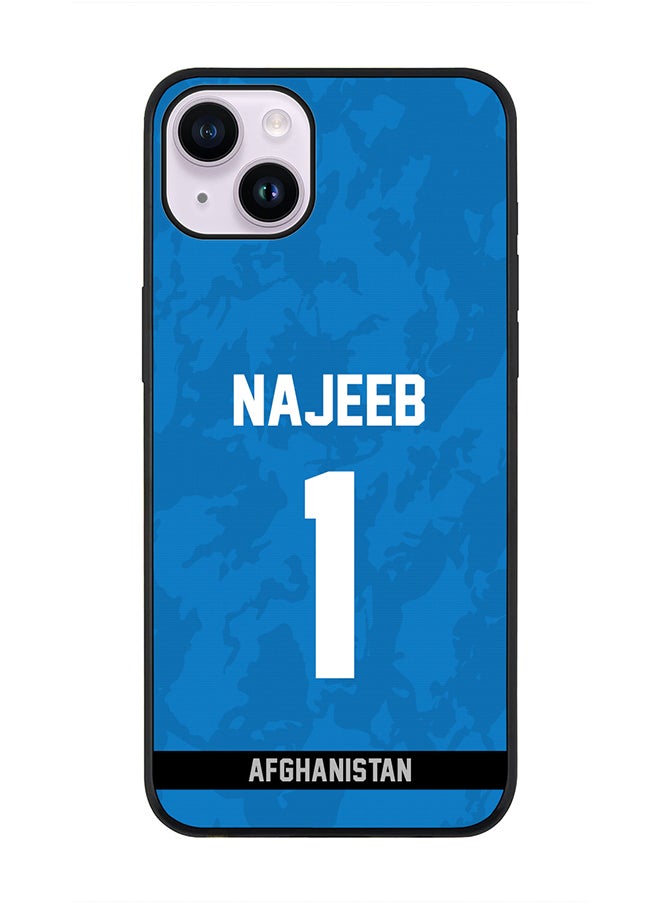 Stylizedd - Rugged Black Edge Case iPhone 14, Slim fit Soft Case Flexible Rubber Edges Thin Cover - Player Name - Najibullah Zadran, Jersey Number- 1 - Image 1