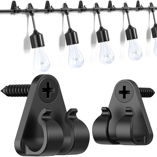 Lewufe Hooks for Outdoor String Lights Clips Christmas Light Clips Weatherproof Lights Hanger Hooks for Hanging Christmas Light Fairy Light Cable Holiday Decor Black 50 Pack