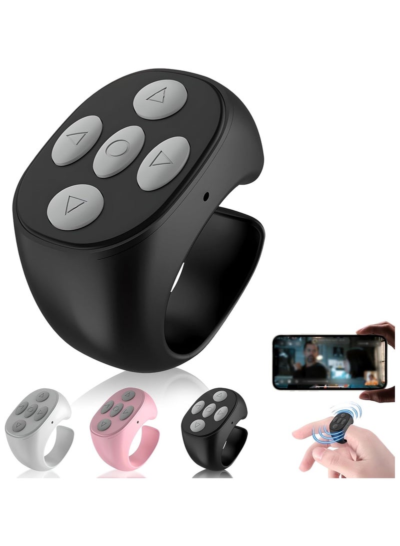 Wireless Bluetooth Remote Control, 2025 New Remote Control Page Turner Bluetooth Scroller Ring, Short Video and Music Camera Shutter Remote Controller Scrolling Ring (Black) - Image 1