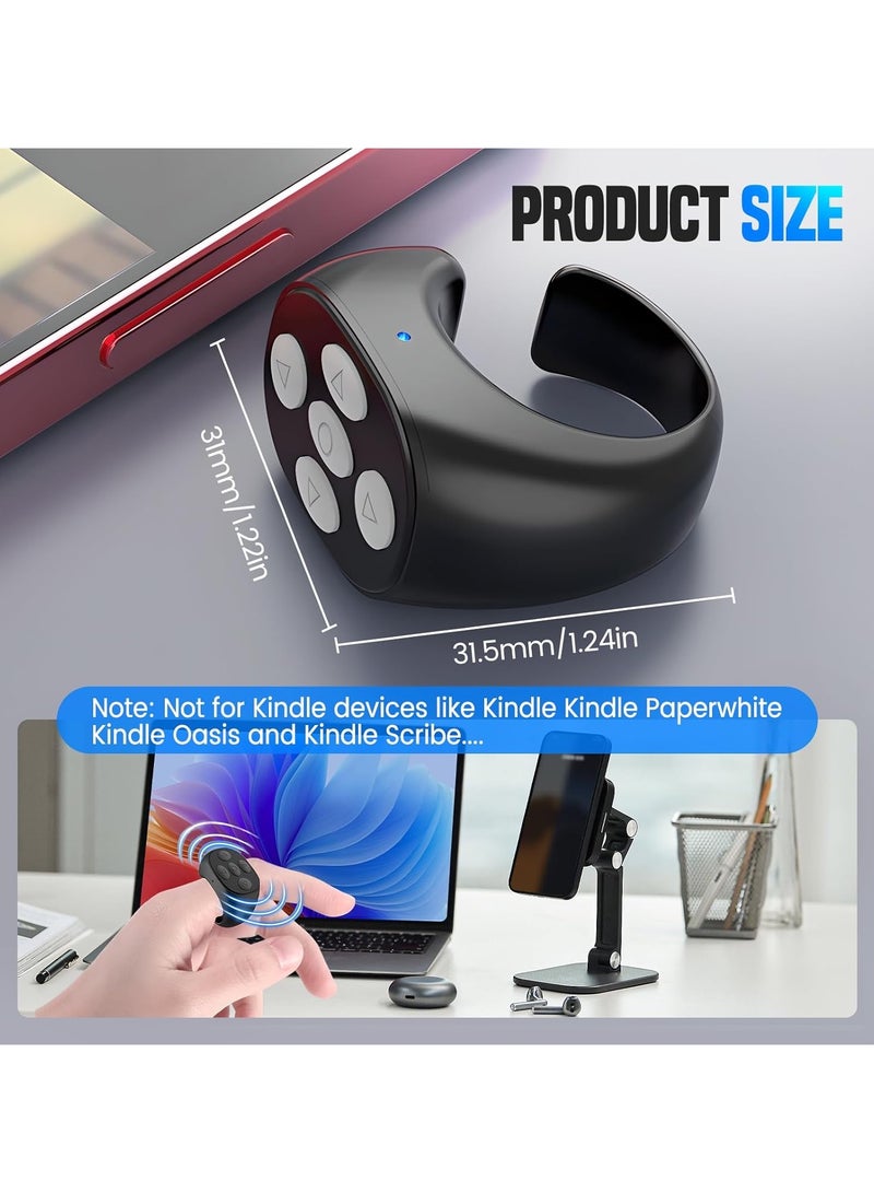 Wireless Bluetooth Remote Control, 2025 New Remote Control Page Turner Bluetooth Scroller Ring, Short Video and Music Camera Shutter Remote Controller Scrolling Ring (Black) - Image 2