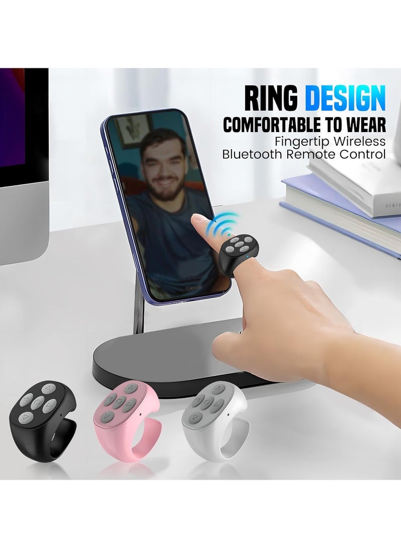 Wireless Bluetooth Remote Control, 2025 New Remote Control Page Turner Bluetooth Scroller Ring, Short Video and Music Camera Shutter Remote Controller Scrolling Ring (Black) - Image 4