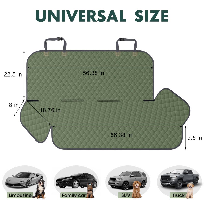 NECKORY Backseat Cover for Dogs, Waterproof and Non-Slip Pet Bench Seat Covers, Car Seat Protector for Back Seat, Universal Size Rear Car Seat Cover Fits Cars, Trucks and SUVs, L-Carbon Black - Image 2