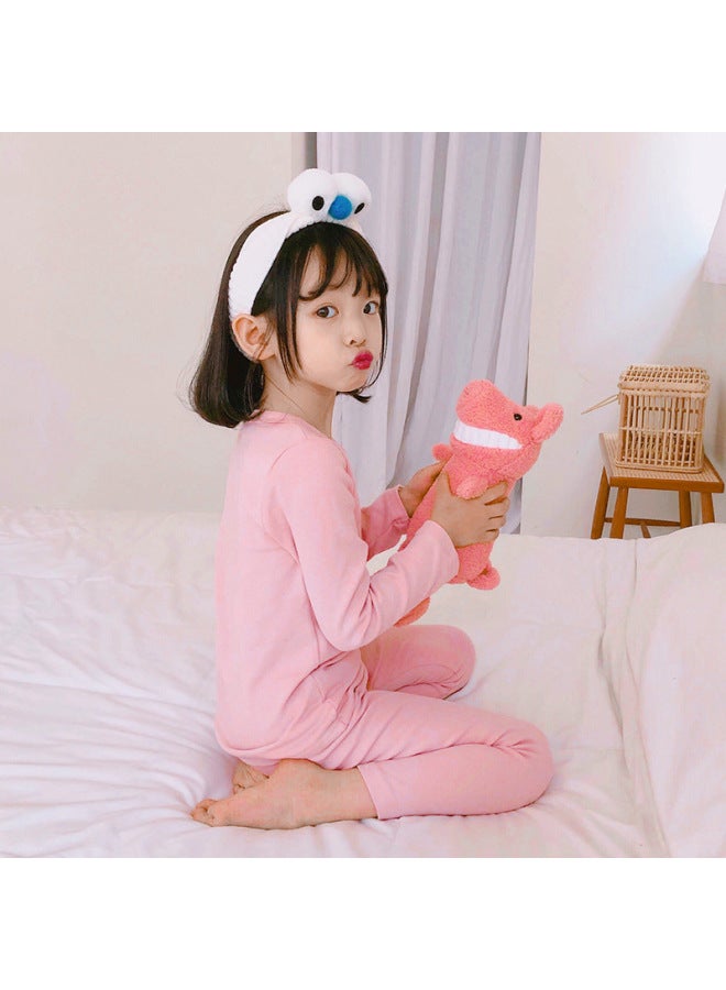 Children's Pajamas Girls Long-sleeved Autumn And Winter Boys' Suits Small And Medium-sized Kidsren's Baby White Close-fitting Home Clothes