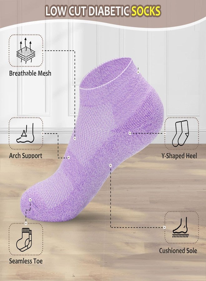 Revosoxs Diabetic Socks for Men Women,5 Pairs No Binding Low Cut Wide Seamless Socks for Women Men Size 7-9 9-11(Pure-Medium) - Image 5
