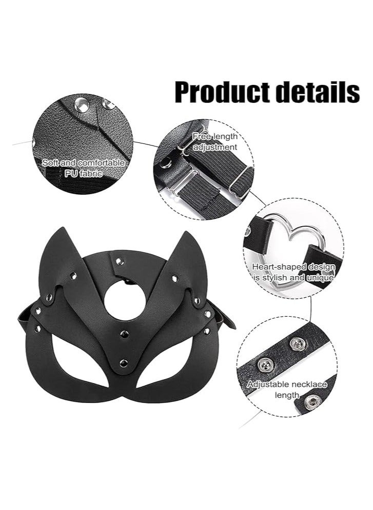 BrainGiggles Black Catwoman Mask - Faux Leather Halloween Costume Accessory for Masquerade, Dress up and Cosplay Parties | Halloween Mask Woman | Cat Eye Mask - Image 2