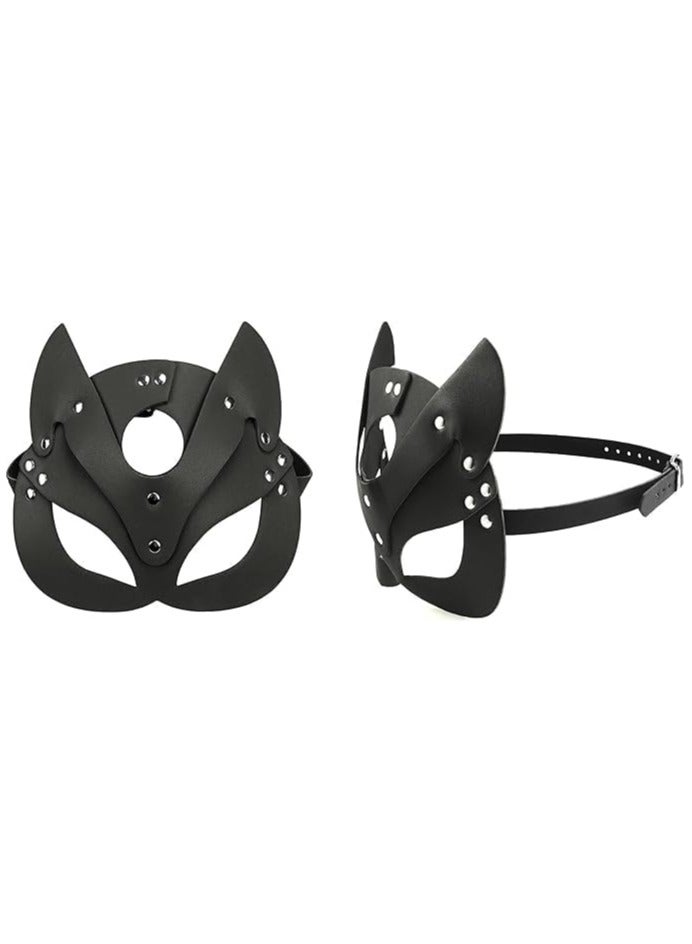 BrainGiggles Black Catwoman Mask - Faux Leather Halloween Costume Accessory for Masquerade, Dress up and Cosplay Parties | Halloween Mask Woman | Cat Eye Mask - Image 4