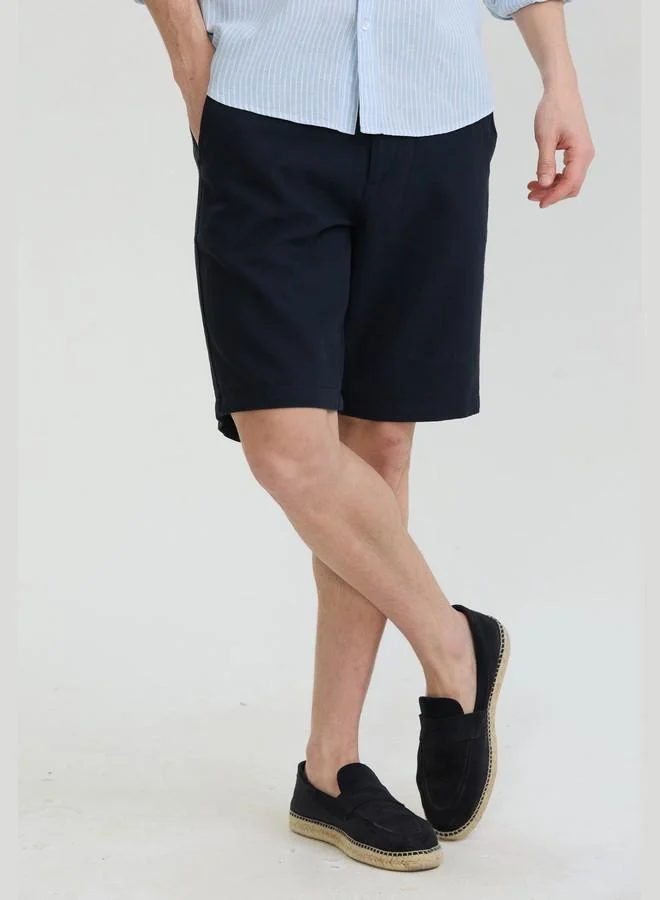FELIX HARDY Navy Men's Linen Cotton Casual Summer Shorts for Men | Best Price UAE