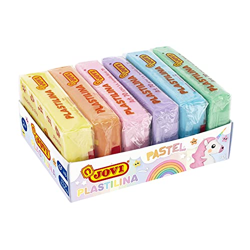 Jovi Plastilina Pastel Colours Non-Drying Modelling Clay for Art & Craft Pack of 6 Bars - 50gms Each Non-Toxic Gluten Free Fine Motor Skills, Moulding, Pottery Sculpting Project Work with Dough - Image 1