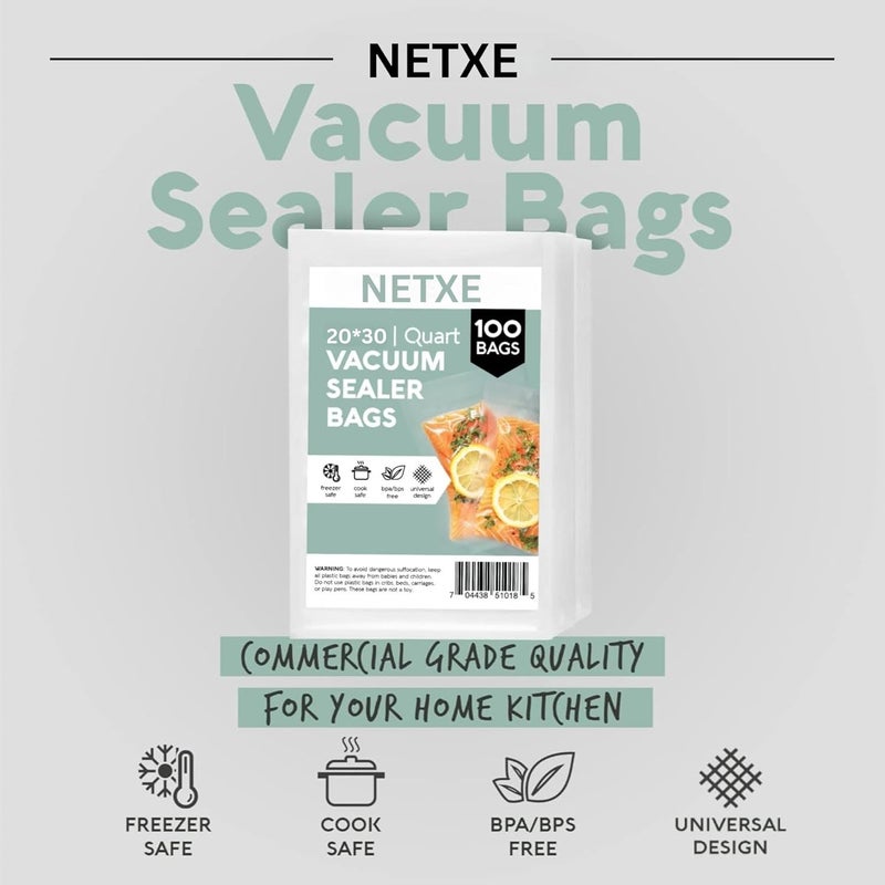 NETXE Vacuum Bags Food Vacuum Bags for Ready Food Vacuum Bags 20 x 30 cm Freezer Bags Durable TearResistant BPAFree Reusable Vacuum Bags Pack Of 100 - Image 4