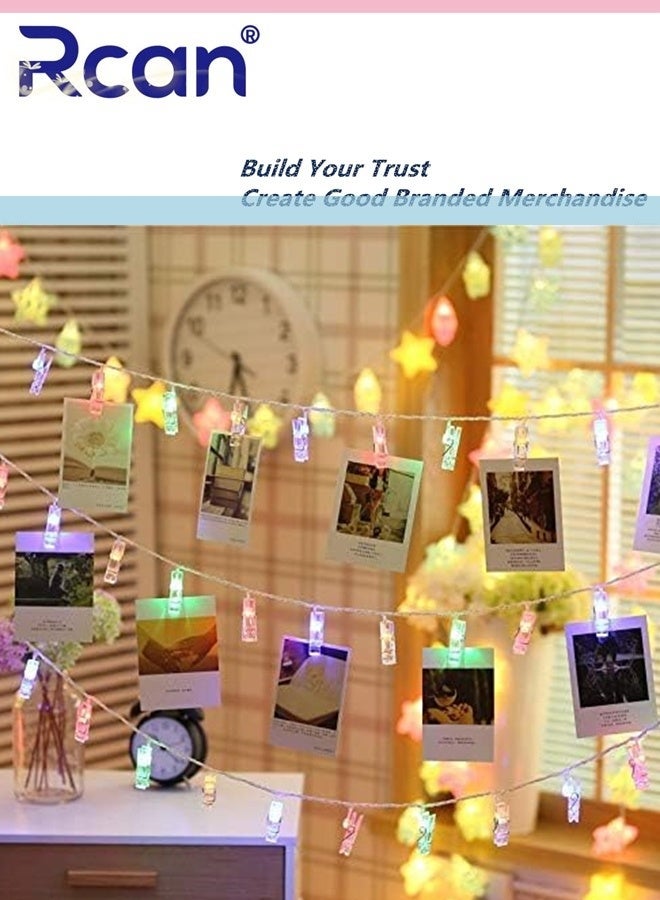 Rcan 40 LED Photo Clip Copper String Lights Twinkle Starry Lights Battery Powered Hang Pictures Cards Bedroom Wall Decorations for Home Bedroom Wall Party Wedding Decor - Image 2