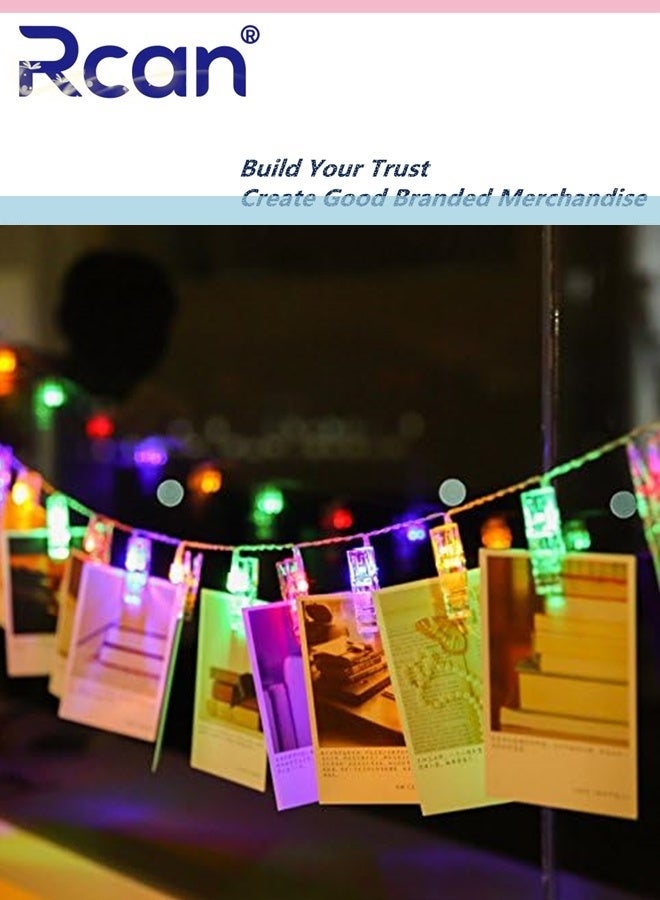 Rcan 40 LED Photo Clip Copper String Lights Twinkle Starry Lights Battery Powered Hang Pictures Cards Bedroom Wall Decorations for Home Bedroom Wall Party Wedding Decor - Image 1