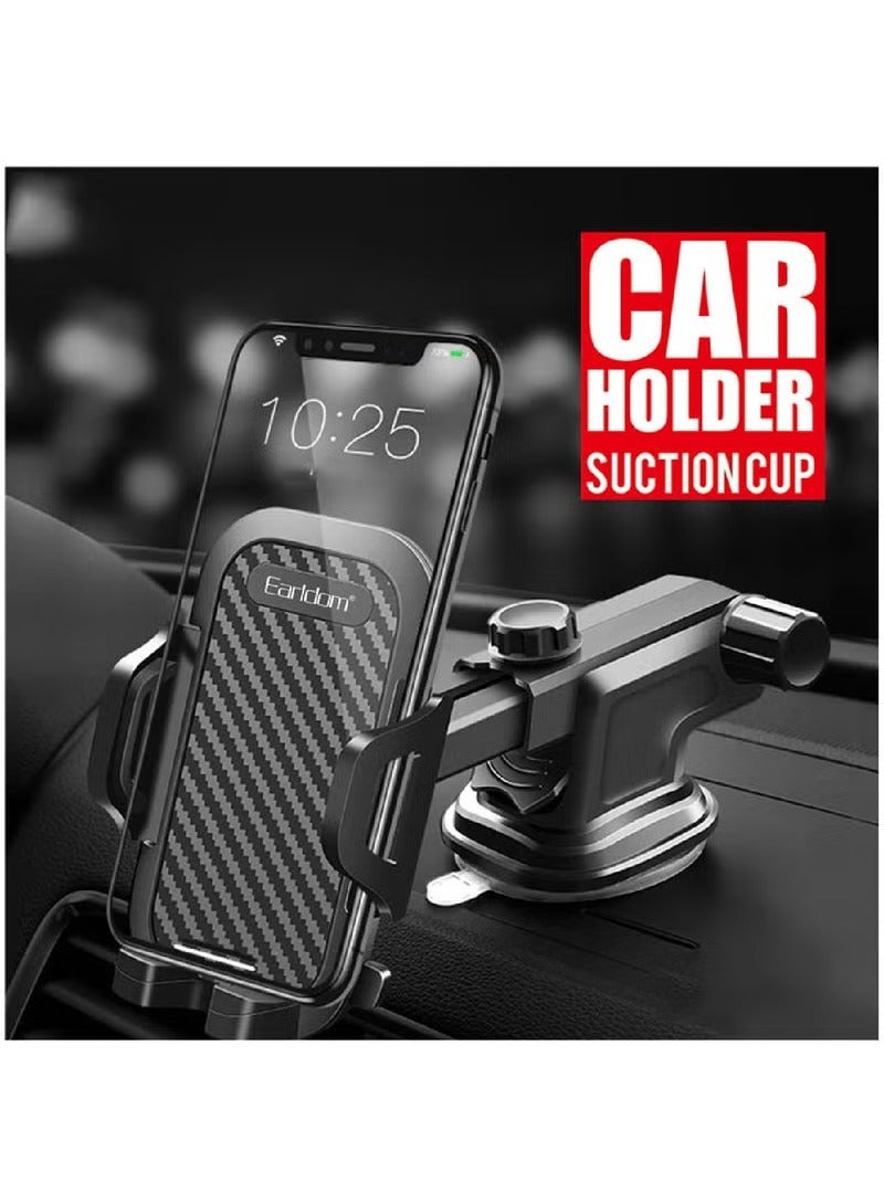 Earldom Universal Car Phone Mount with Strong Suction Cup and Long Arm – Adjustable Holder for Dashboard, Windshield, and Air Vent, Secure Fit for All Smartphones, 360° Rotation for Easy Viewing - Image 2