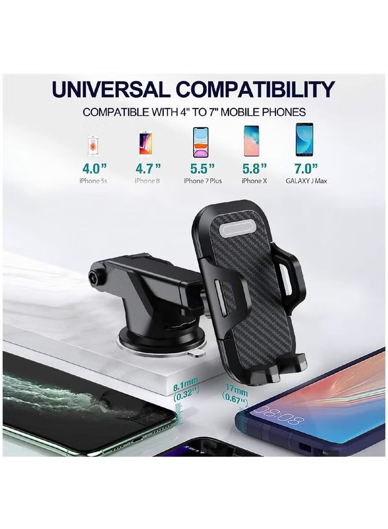 Earldom Universal Car Phone Mount with Strong Suction Cup and Long Arm – Adjustable Holder for Dashboard, Windshield, and Air Vent, Secure Fit for All Smartphones, 360° Rotation for Easy Viewing - Image 4