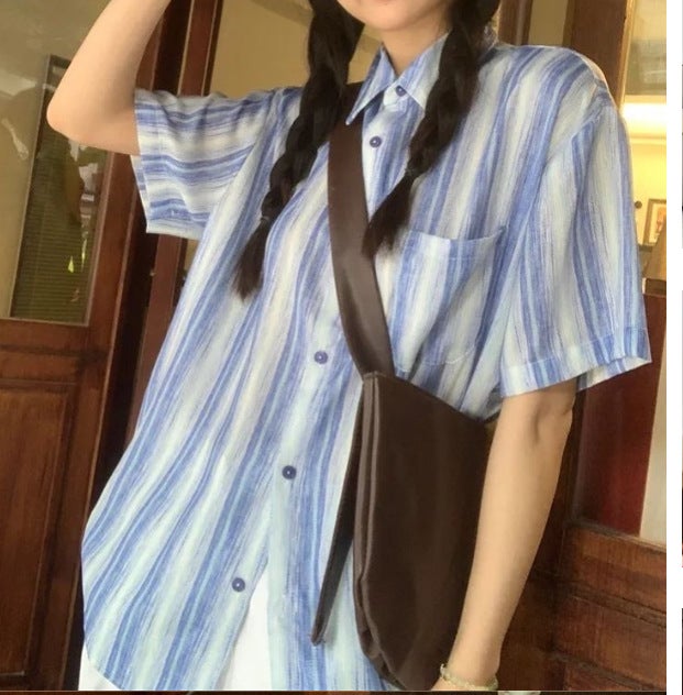 [Imitation Cotton] 2023 Summer Hollow Back Shirt Womens Design Sense Fashion Casual Western Style Top 1616#