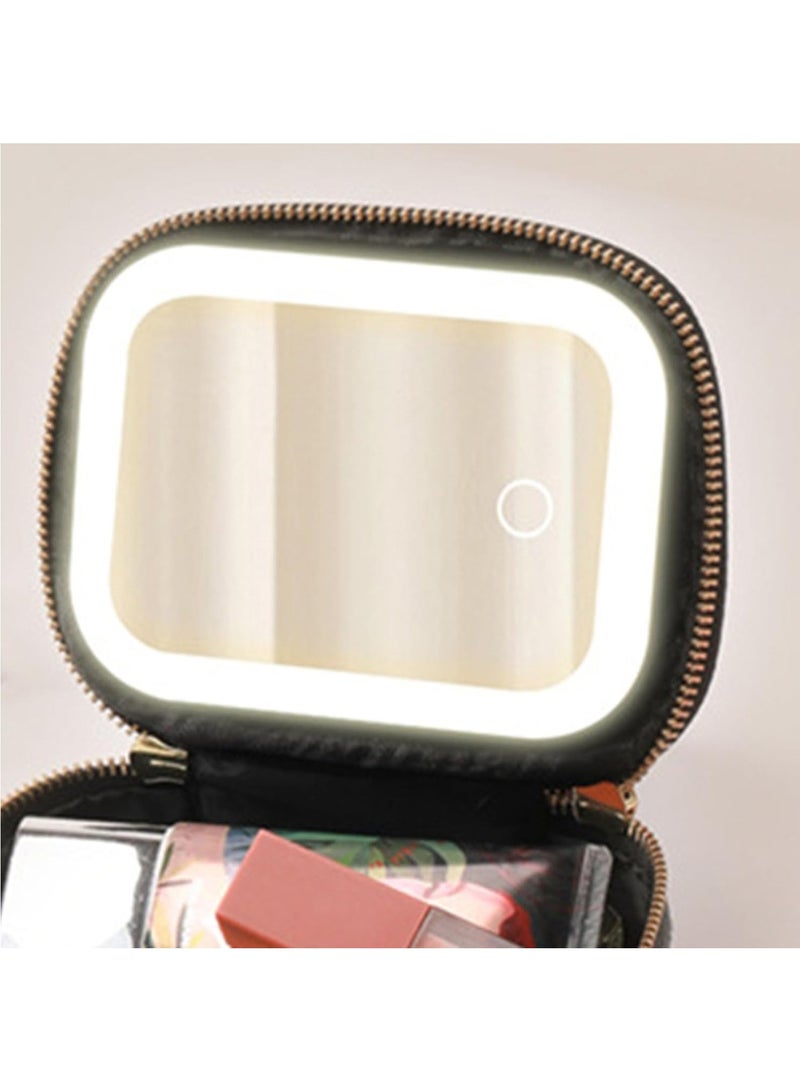Hihonor Travel Makeup Bag with LED Mirror, Train Case with Light up Mirror, Large Capacity Zipper Closure Portable Size Makeup Case Cosmetic Brush Organizer, Makeup Brush Holder Storage(Pink) - Image 3