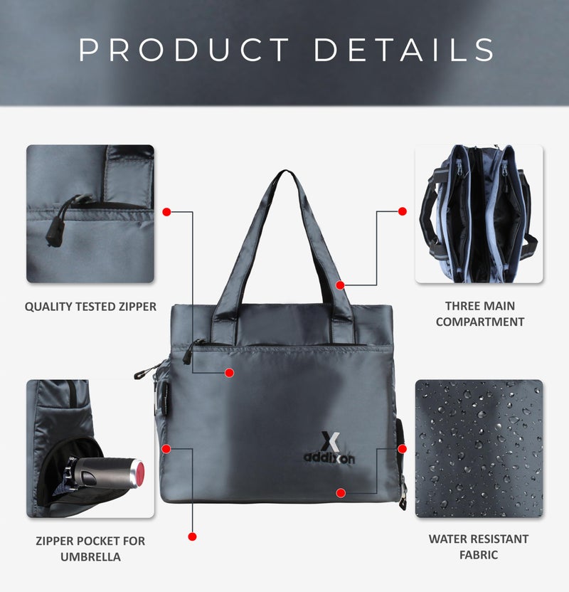 addixon Medium 10L Shoulder Bags for Women with umbrella pocket, Stylish Made of Lightweight Polyester Handbags for Daily Use (Silver Grey) - Image 4