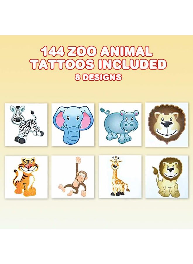 ArtCreativity Zoo Animal Temporary Tattoos for Kids - Bulk Pack of 144 Tattoos in Assorted Designs, Non-Toxic 2 Inch Tats, Birthday Party Favors, Goodie Bag Fillers, Non-Candy Halloween Treats - Image 3
