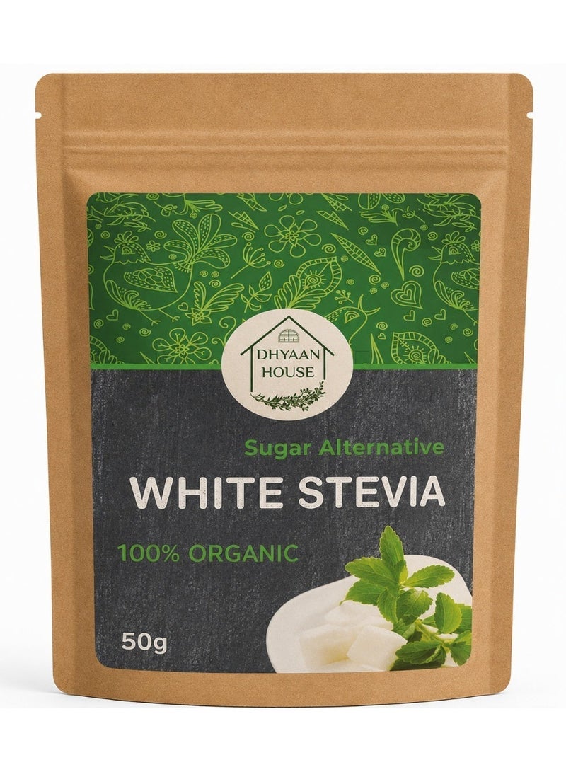 Dhyaan House White Stevia Sugar - 50 gm - Image 1
