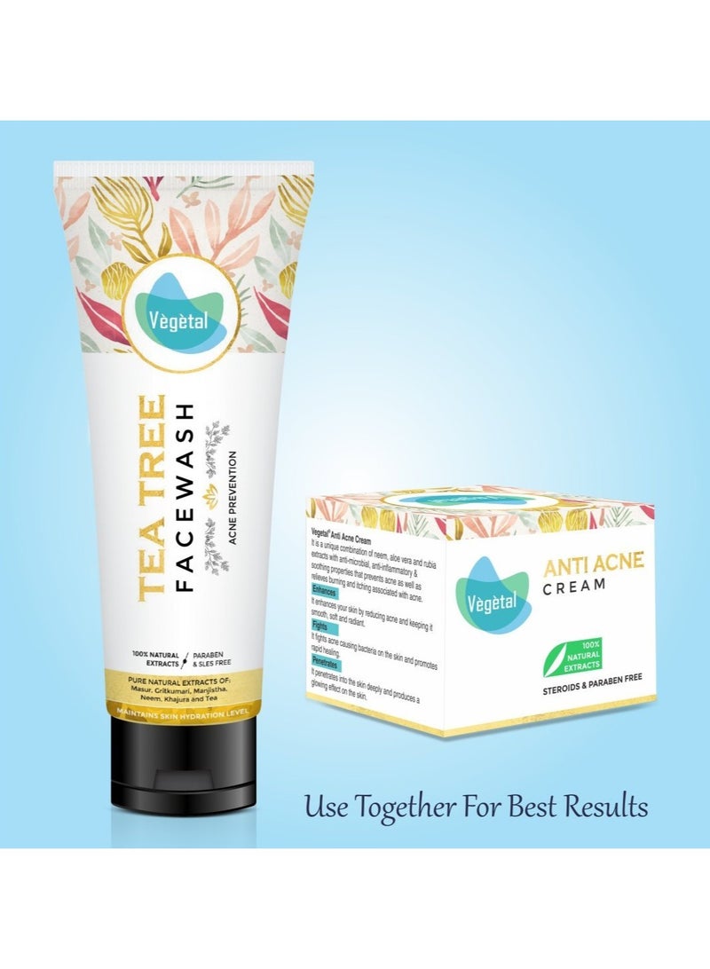 Vegetal Tea Tree Face Wash- Made of 100% natural extracts of Green Tea, Neem, Manjistha, & Khajoor- Anti Acne, Oil control, Free of Parabens, SLES & Harmful Chemicals - Image 4