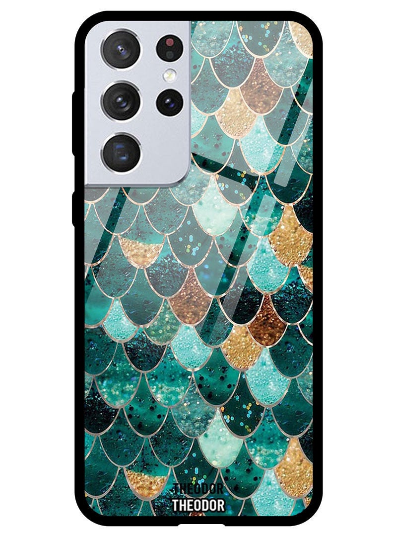 Theodor Protective Tempered Glass Case Cover Samsung Galaxy S21 ULTRA Fish Gills Pattern - Image 1