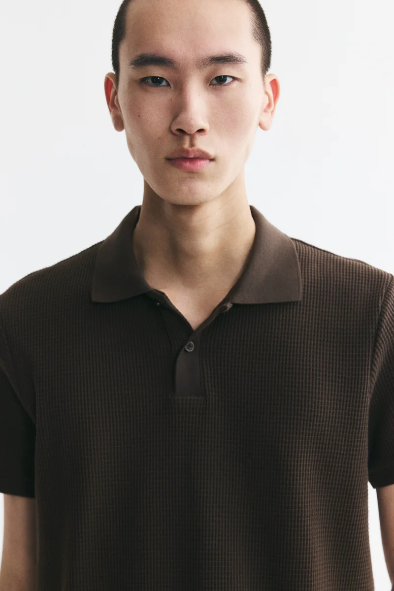 H&M  Slim Fit Waffle-knit polo shirt for Men | Best Price UAE