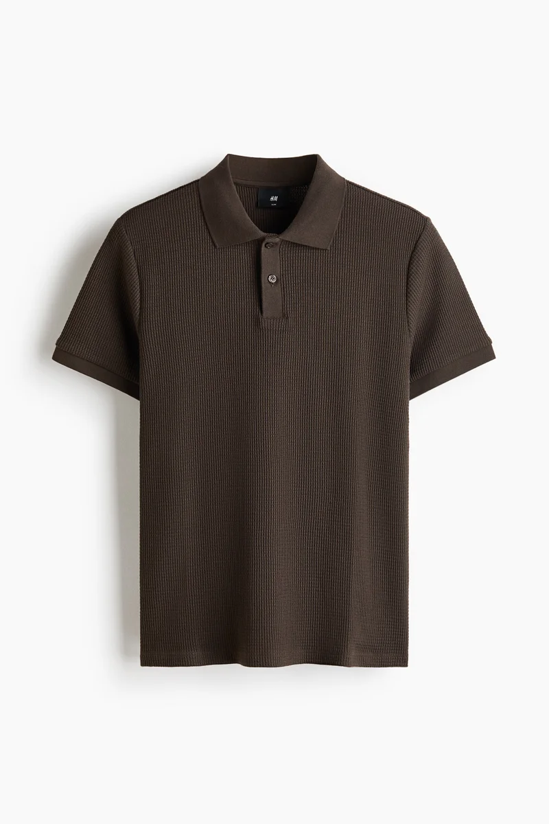 Slim Fit Waffle-knit polo shirt