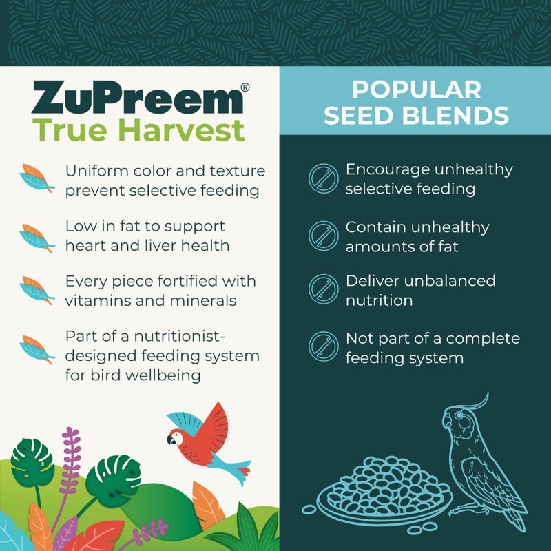 ZuPreem Natural Bird Food, Bird Feed Pellets for Parrots, Conures, Caiques, African Greys, Eclectus & Small Cockatoos, ZuPreem Nutrition, Made in USA, Parrot Food, Conure Feed, (M/L, 3 lb) - Image 4