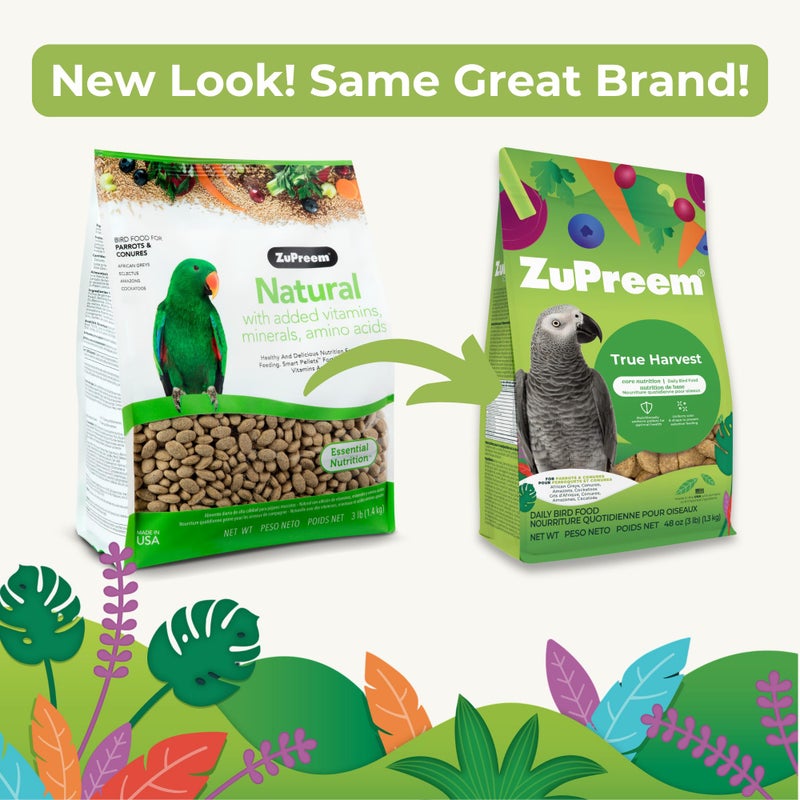 ZuPreem Natural Bird Food, Bird Feed Pellets for Parrots, Conures, Caiques, African Greys, Eclectus & Small Cockatoos, ZuPreem Nutrition, Made in USA, Parrot Food, Conure Feed, (M/L, 3 lb) - Image 2