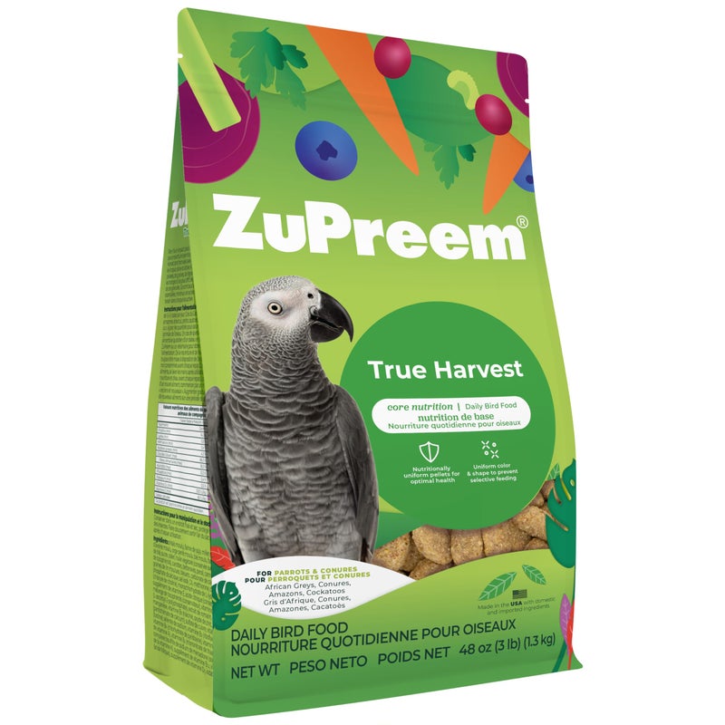 ZuPreem Natural Bird Food, Bird Feed Pellets for Parrots, Conures, Caiques, African Greys, Eclectus & Small Cockatoos, ZuPreem Nutrition, Made in USA, Parrot Food, Conure Feed, (M/L, 3 lb) - Image 1