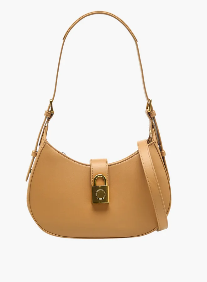 Flora Bella By Shoexpress Solid Shoulder Bag with Adjustable Strap and Zip Closure