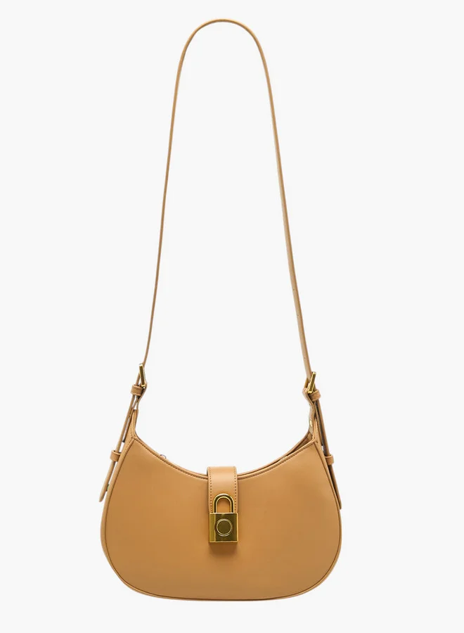 Flora Bella By Shoexpress Solid Shoulder Bag with Adjustable Strap and Zip Closure