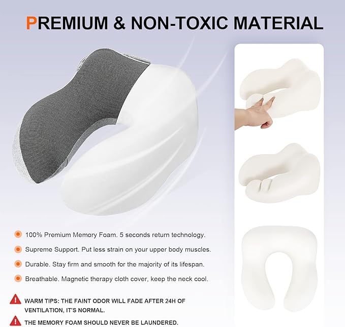 Brikipth Brikipth Travel Neck Pillow with Hood Adult Travel Must Haves Airplane Hoodie Pillow Memory Foam Fit for Office Car Ride Sleeping Kit with Earplugs Luxury BagGrey  - Image 3