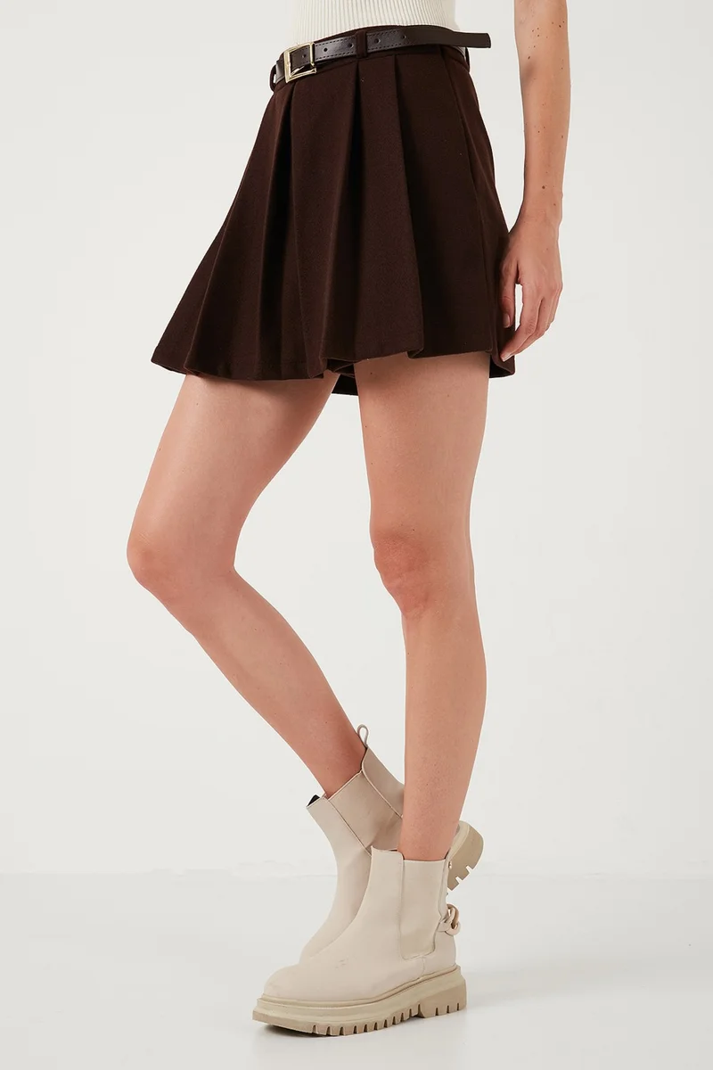 ليلا Stretch Standard Fit Pleated Winter Mini Shorts Skirt Women's Shorts Skirt 611SR00016