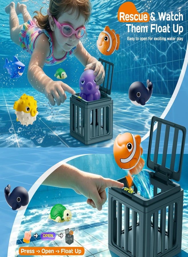 Tikduck ألعاب تيك داك للغوص في المسبح للأطفال، مجموعة ألعاب سباحة تحت الماء مع 6 حيوانات بحرية عائمة و6 أقفاص غوص، ألعاب مائية صيفية للمسبح والحمام والشاطئ، هدية عيد ميلاد للأولاد والبنات من سن 3 إلى 12 عامًا - Image 2