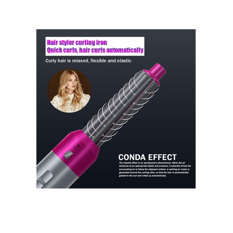 SOLARAE Hair Dryer Brush 5 in 1 Hair Styler Hot Air Brush Airwrap Styler Negative Ion Comb for Straigntening Curling Hair Styling Appliances with 5 Interchangeable Brushes - Image 2