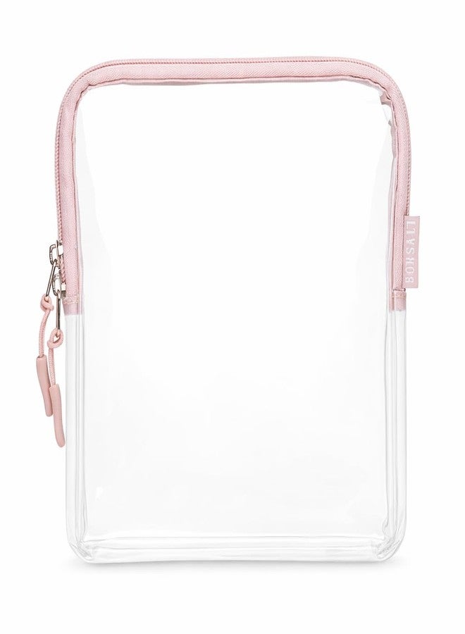 BORSALI TSA Approved Toiletry Bag - Clear Cosmetic & Travel Toiletries Organizer - Quart Size for 3-1-1 Liquids & Other Personal Items - For Luggage, Purse or Car, Carry Face Coverings, Lotion & More - Rose, - Image 1