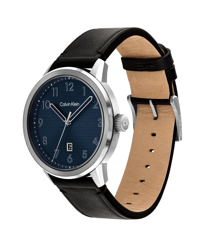 CALVIN KLEIN ساعة يد رجالية دائرية تناظرية مع تقويم هيكل من الفولاذ المقاوم للصدأ - Image 1
