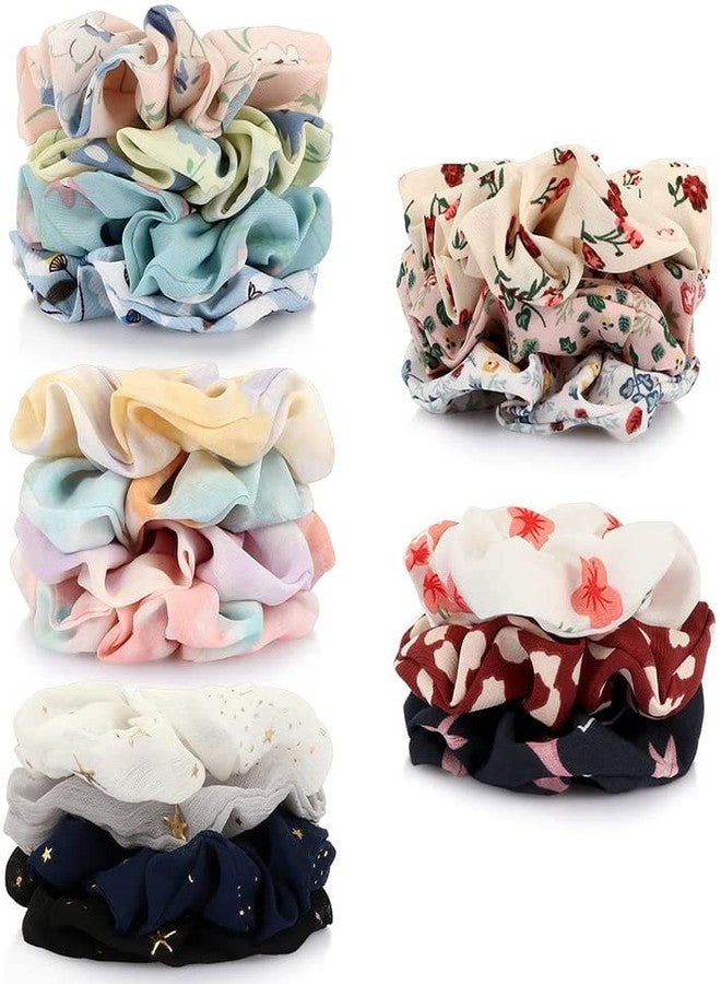 فافيلا مجموعة فافيلا المكونة من 12 قطعة من ربطات الشعر الشيفون، ربطات ذيل الحصان، ربطات شعر مزينة بالزهور، إكسسوارات شعر للبنات، مثالية للإطلالات الكاجوال وفساتين الحفلات - Image 3