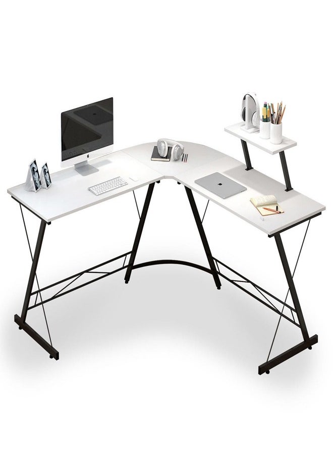C&C Home - L Shape Gaming Table Computer Desk with Large Monitor Stand Sturdy Writing Workstation 258 x 46 x 74 cm - Image 1
