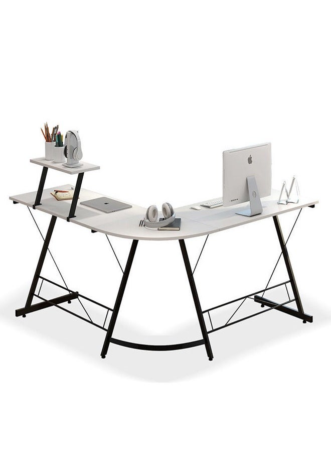C&C Home - L Shape Gaming Table Computer Desk with Large Monitor Stand Sturdy Writing Workstation 258 x 46 x 74 cm - Image 1