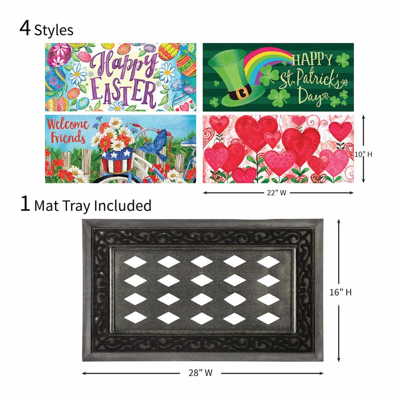 Evergreen Flag Evergreen Sassafras Spring Holiday Doormat Insert Bundle & Tray Set of 5, Interchangeable Entrance Door mats Indoor and Outdoor Welcome Mat 30 x 18 Tray Non Slip Backing Low Profile - Image 3