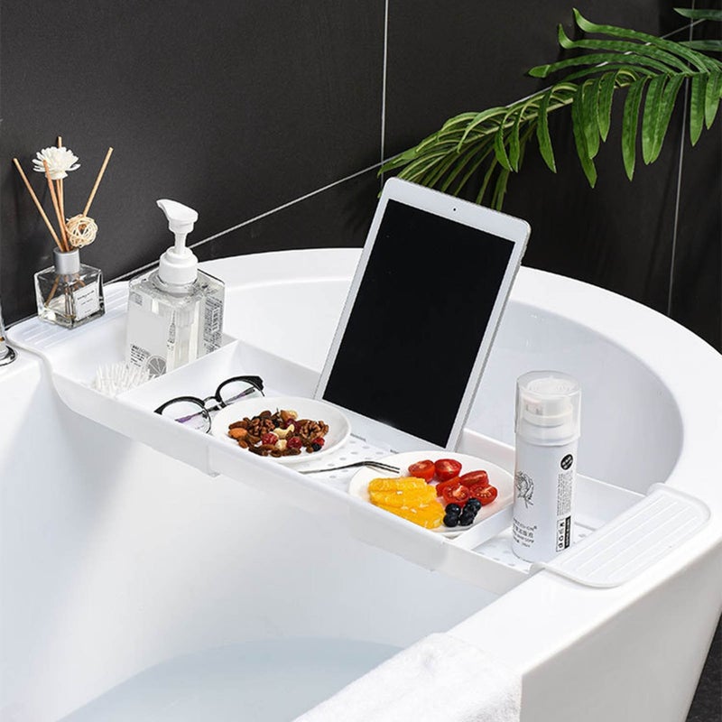 Bathtub Tray Stable Placement Expandable Plastic Material Draining Design Bath Caddy Tub Table for Bathroom - Image 3