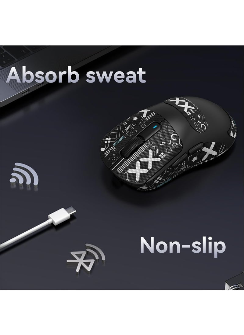 Aookay - [1+1] Upgraded Lightweight Wireless Gaming Mouse, with 1 Set Anti Slip/Anti Sweat Mouse Sticker, 12000 DPI(Max), 3 Custom Connection Modes 2.4G+BT+Wired, Super Sensitive Infrared Sensor Gaming Mouse (White) - Image 1