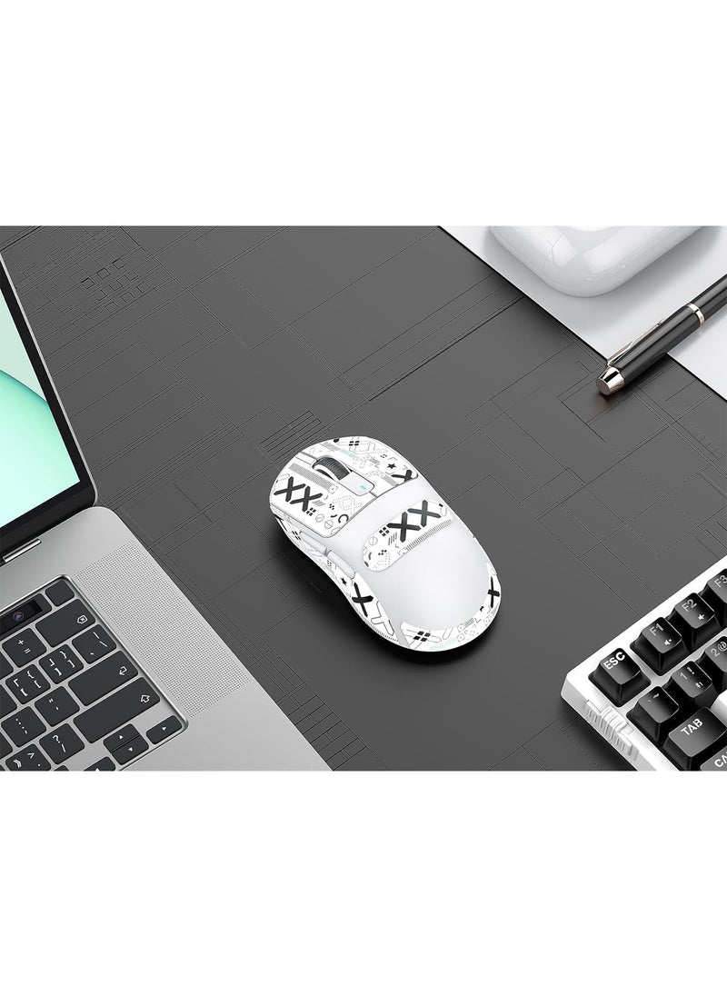 Aookay - [1+1] Upgraded Lightweight Wireless Gaming Mouse, with 1 Set Anti Slip/Anti Sweat Mouse Sticker, 12000 DPI(Max), 3 Custom Connection Modes 2.4G+BT+Wired, Super Sensitive Infrared Sensor Gaming Mouse (White) - Image 1